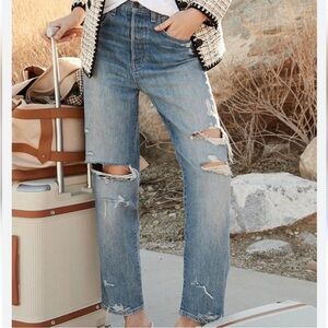 Veronica Beard Blake Jeans Women’s 27 High‎ Rise Straight Leg Distressed Hem